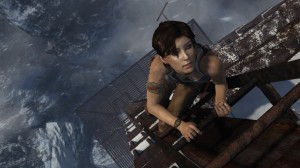 Lara klettert auf den Funkturm